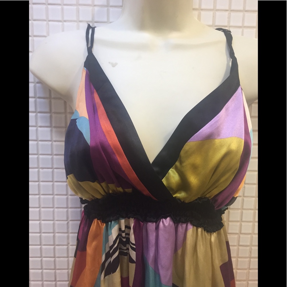 Matty M Silk dress spaghetti multicolor print